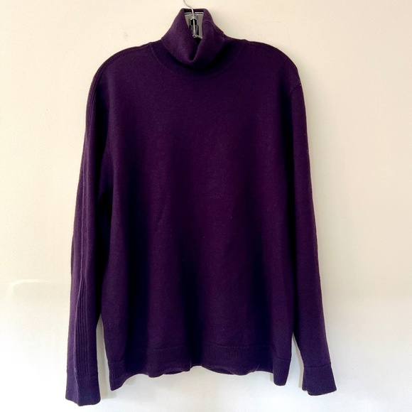 Calvin Klein Purple 100% Merino Wool Turtleneck Cozy Comfy Classic Sweater LARGE - Picture 1 of 6
